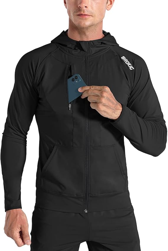 BROKIG Mens WindBreak Lightweight Running Jackets